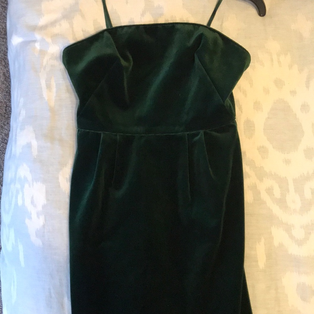 J.Crew - Emerald Velvet Strapless Pencil Dress EUC
